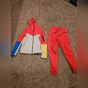 Nike Tech Tracksuit Hoodie & Sweatpants Medium (Tall) Lobster Red CLEAN!!